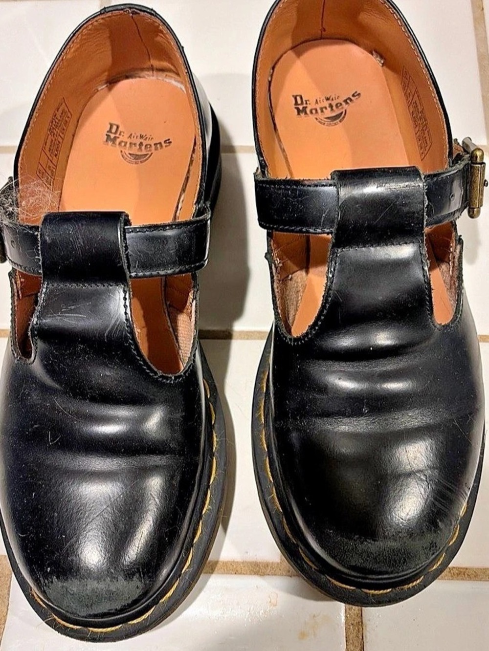 Dr. Martens Polley Smooth Leather T-Bar Mary Jane Shoes Polley Shoes Black US 8
